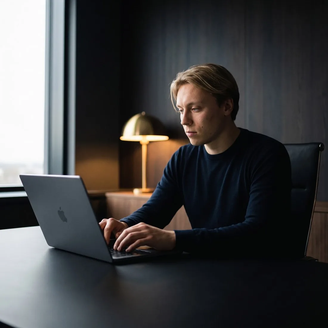 A contact person at Business Growth Solutions working on a campaign at a laptop