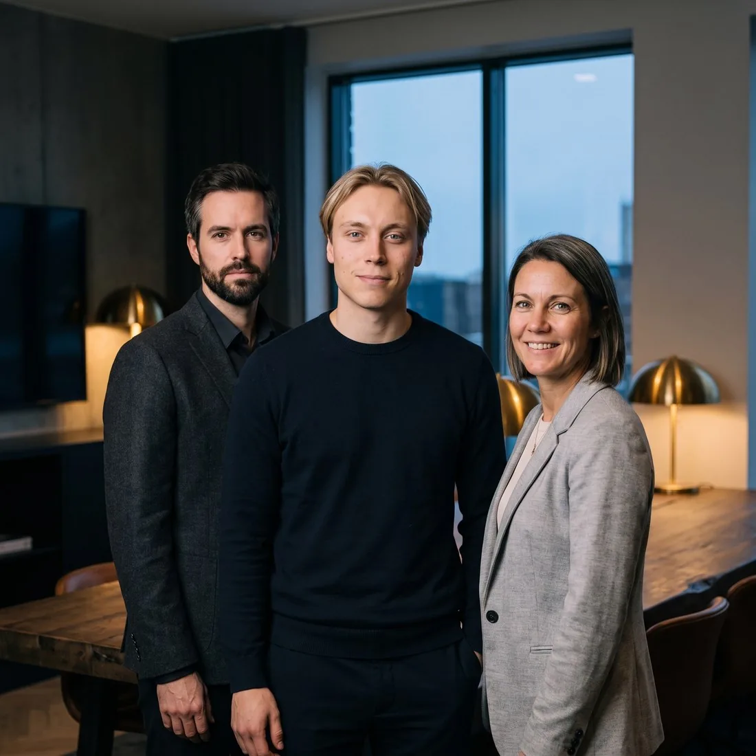Three people in an office discussing a running campaign together at a laptop