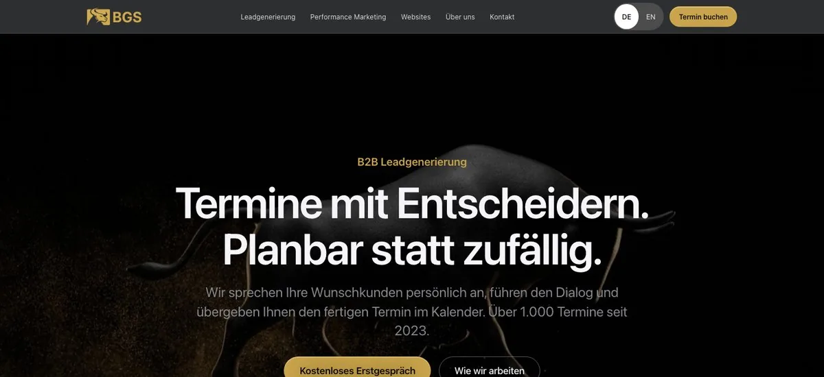 Ansicht der von uns gebauten Website von Business Growth Solutions
