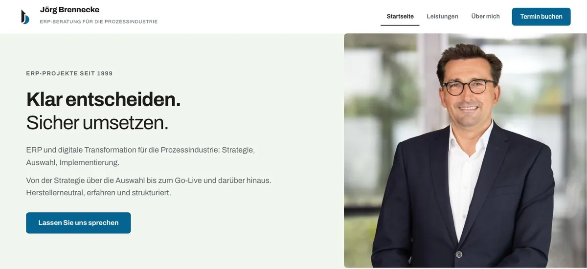 Ansicht der von uns gebauten Website von Jörg Brennecke